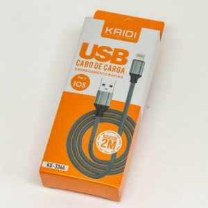 Cabo USB Reforçado - IOS - 2M - Kaidi - KD-336A