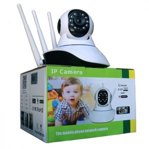 Câmera IP 360° 3 Antenas Hd Wifi Visão Noturna Alarme